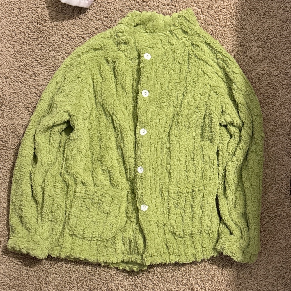 Green Button-Up Textured Jacket